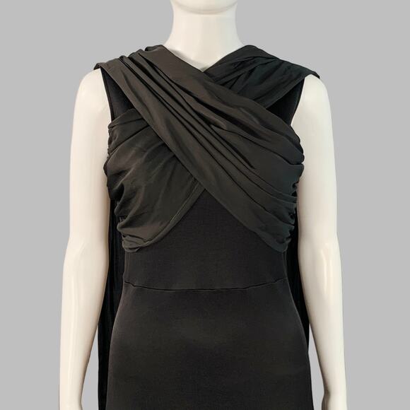 SANDRO Size S Black Viscose Blend Sleeveless Wrap Maxi Dress - Picture 2 of 9